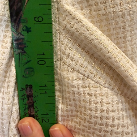 St. John Couture Emma Cream and Gold Silk Ankle Pants sz 8 - Picture 12 of 13